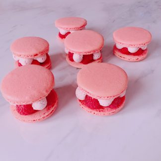 6 Large Raspberry Macarons